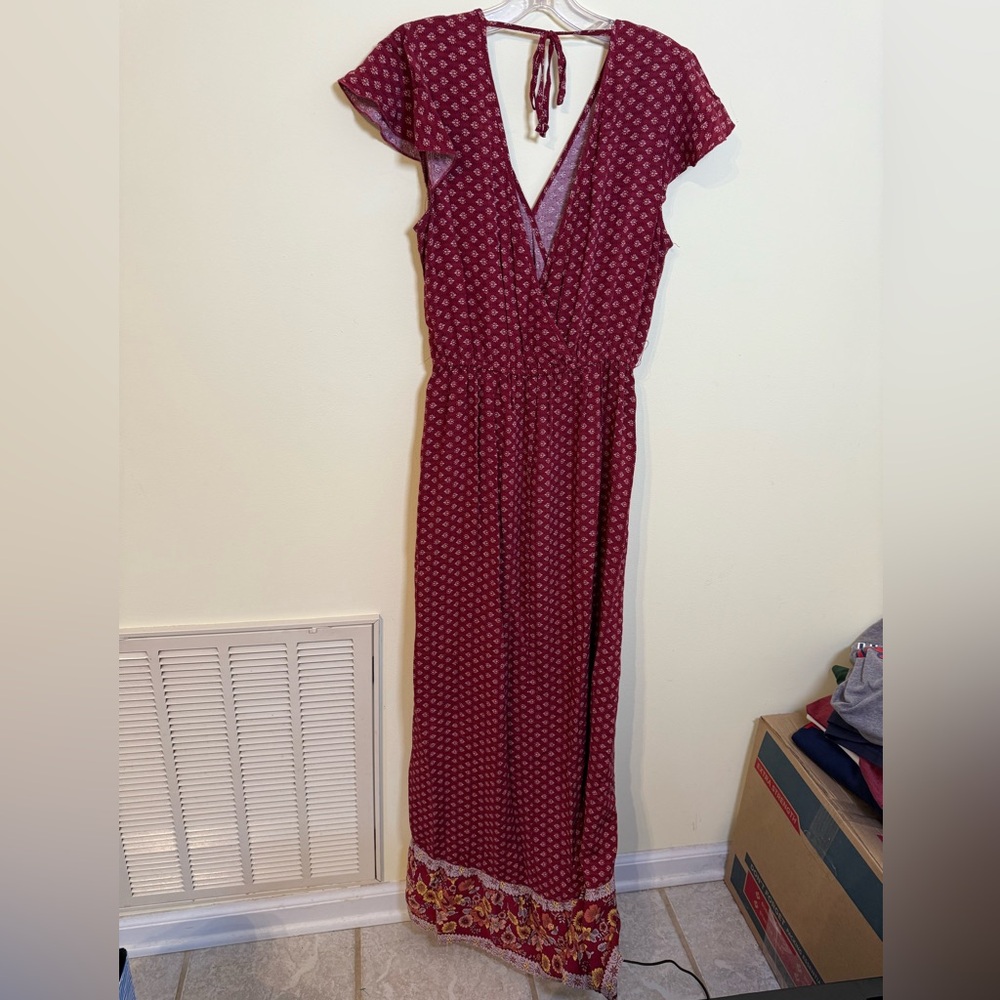 Band of Gypsies Burgundy Floral Maxi Dress *GREAT USED CONDITION* - Picture 8 of 11